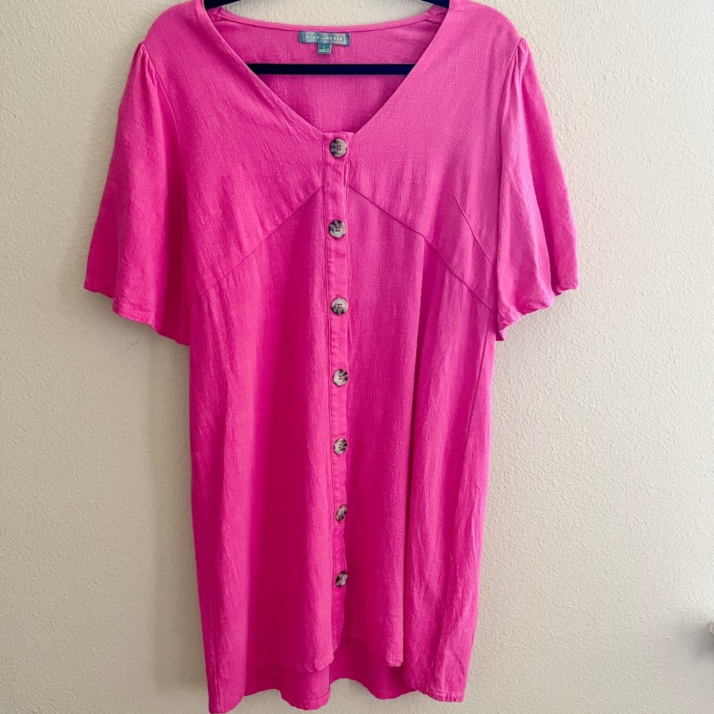 Good Luck Gem Pink Button Down Dress